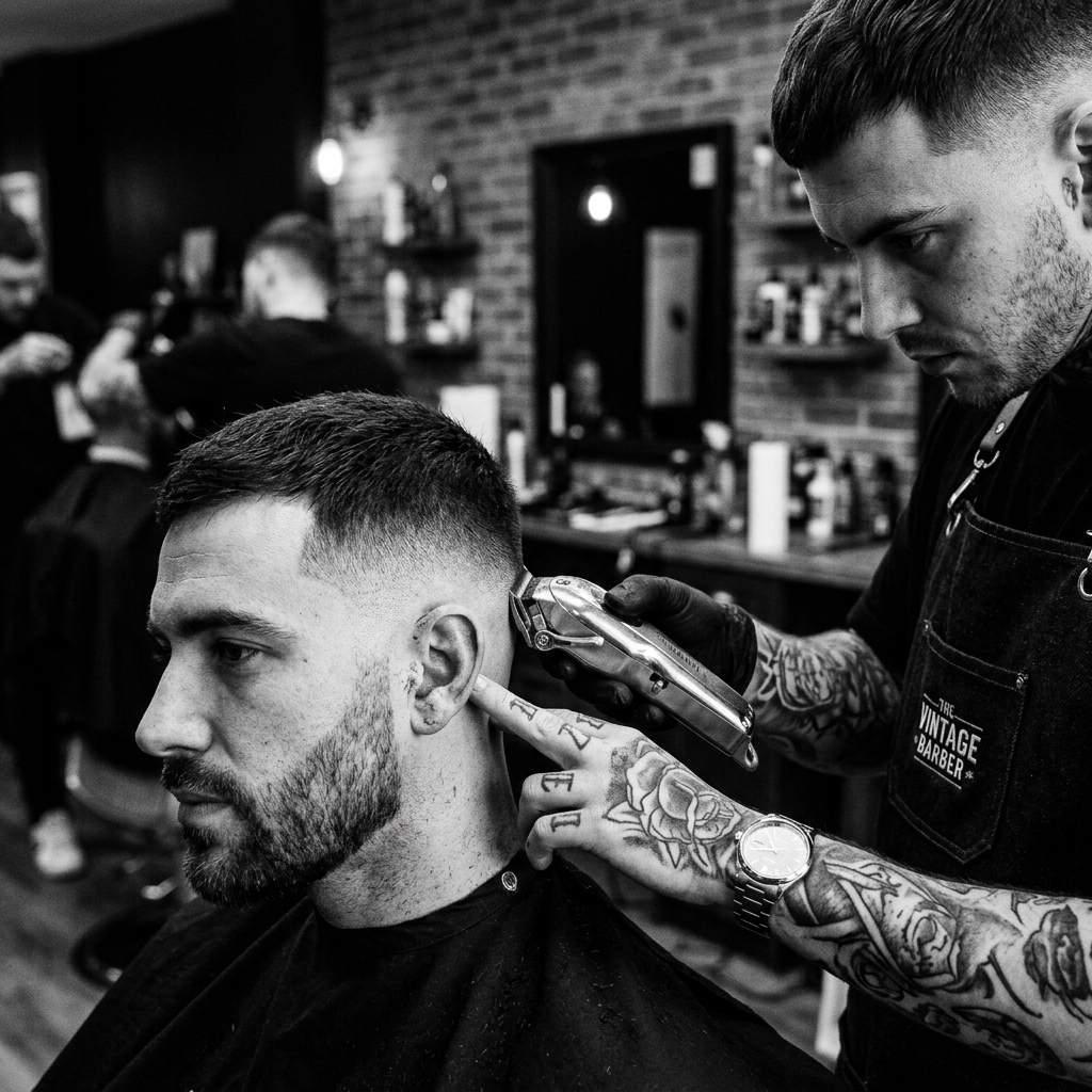 Barber cutting hair